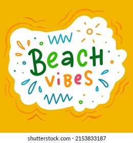 Beach Vibes Colorful Logo with Yellow Background