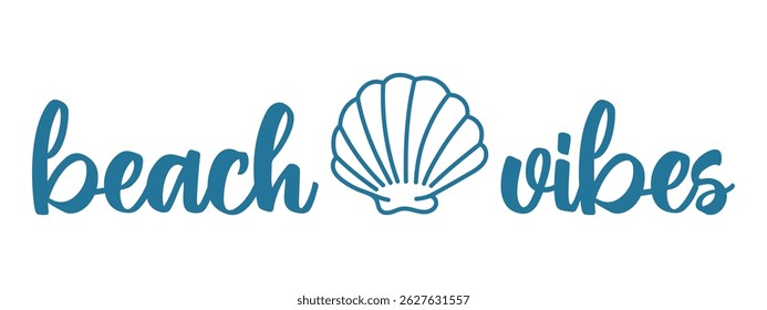 Beach vibes design with handwritten lettering and a seashell icon. Ideal for summer-themed quotes, t-shirt prints, and coastal lifestyle graphics.

