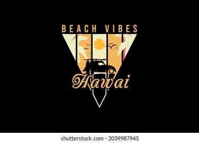 Beach vibes Hawaii,t-shirt merchandise silhouette mockup typography