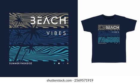 Beach vibes line art hand drawn, vector ready for print on t-shirt and other uses.