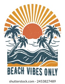 Beach Vibes Only Vector T-Shirt Design