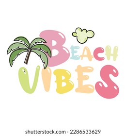 Beach vibes palm cloud retro color 