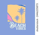 Beach Vibes Palm tree abstract poster t shirt design