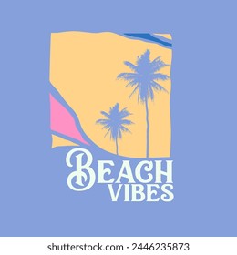 Beach Vibes Palm tree abstract poster t shirt design