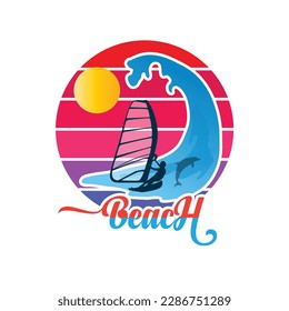 Beach Vibes reflection illustration for t-shirt print and other uses