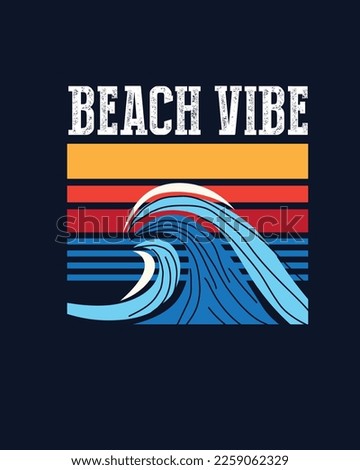 Beach Vibes Retro Wave typographic poster for t shirt print ,sticker vector
