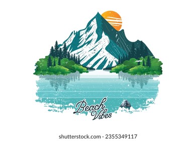 Beach vibes summer hand-drawn t shirt print illustration