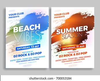 Beach Vibes and Summer Season Party Flyer Design.