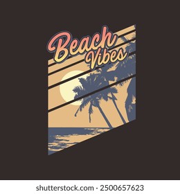 Beach Vibes summer sunset palm tree t shirt design