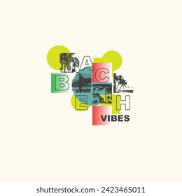 Beach Vibes Summer typography seashore scene poster design