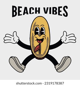 Beach Vibes With Surf Groovy Character Design