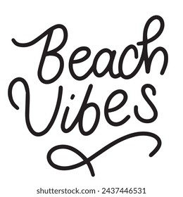 Beach Vibes Text Banner isolated on transparent background. Hand drawn vector art.