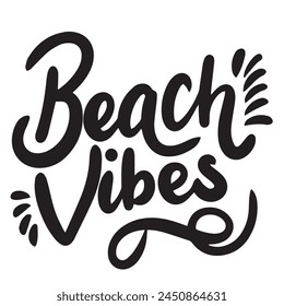 Texto de Beach Vibes aislado sobre fondo transparente. Arte vectorial dibujado a mano. 