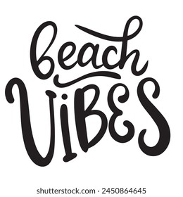 Beach Vibes text isolated on transparent background. Hand drawn vector art. 
