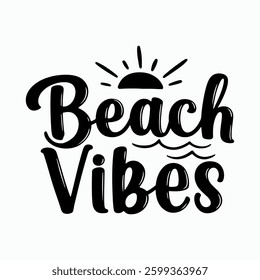 Beach Vibes Typography T-Shirt Design.