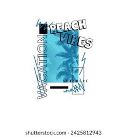 beach vibes vacation summer typography palm tree t shirt design