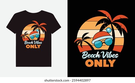 Beach vibes vintage summer t-shirt design vector 