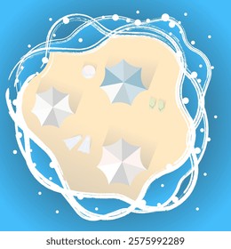 Beach view from above. Summer banner design on sandy beach background. Simple summer beach view. EPS 10