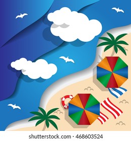 Beach. View from above. Vector illustration.