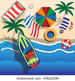 Beach. View from above. Vector illustration.