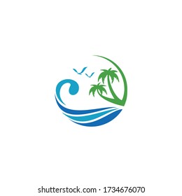 Beach View Circle Logo Icon Designs