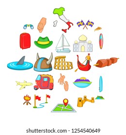 Beach view icons set. Cartoon set of 25 beach view vector icons for web isolated on white background
