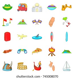 Beach view icons set. Cartoon set of 25 beach view vector icons for web isolated on white background