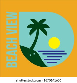 beach view  label is a piece of paper,plastic film,cloth,metal or other material affixed to a container or product.
