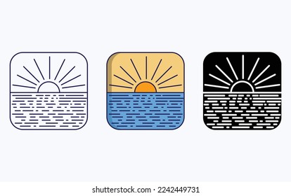 Icono de ilustración de paisaje de vista de playa
