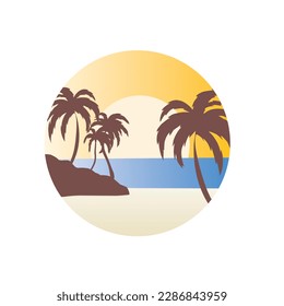 beach view logo design template, suitable for nature tourism brands