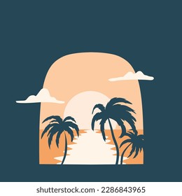 beach view logo design template, suitable for nature tourism brands