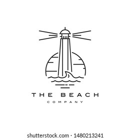 beach view logo design vector template