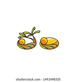 beach view logo icon vector