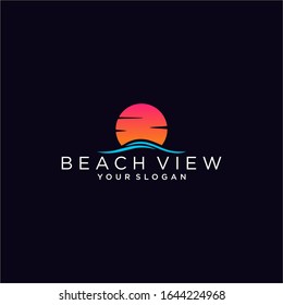 Beach View Logo Vector Template