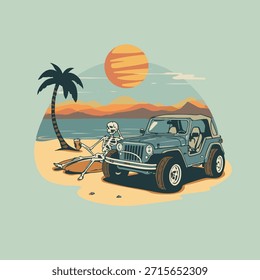 Beach view nature logo design