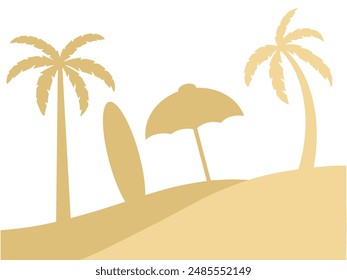 Beach View on Summer Background Illustration