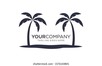 Beach view with palm for logo design concept