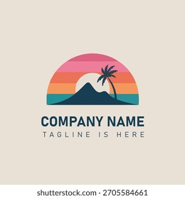 Beach view resort logo design