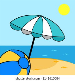 Beach view summer illustration