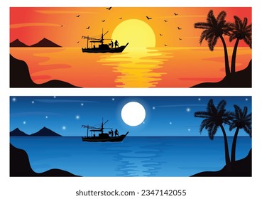 Beach view with two different atmospheres