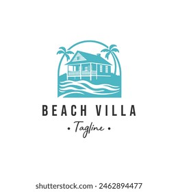 beach villa logo vector. white background