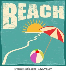 Beach vintage grunge poster, vector illustrator