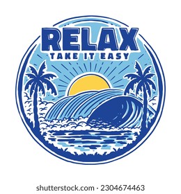 beach vintage illustration for t-shirt and print