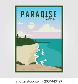 beach vintage vector illustration design, surf travel poster template