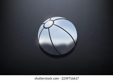 Diseño del logotipo 3D de la bola de voley playa, logotipo de la camioneta brillante con pared texturada. Vector realista
