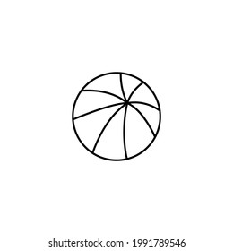 Beach volley ball in flat black line style, isolated on white background 