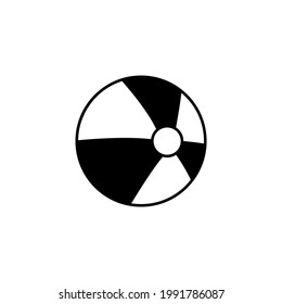 Beach volley ball in solid black flat shape glyph icon, isolated on white background 