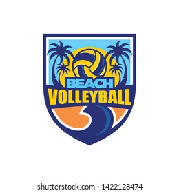 Beach volley logo template vector illustration