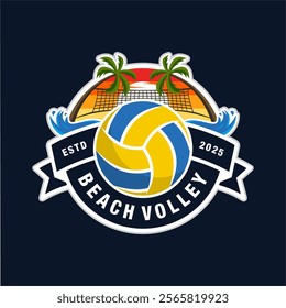 Beach volley logo template vector illustration