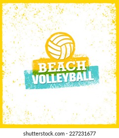 Beach Volleyball Bright Vector Design Element On Grunge Background.